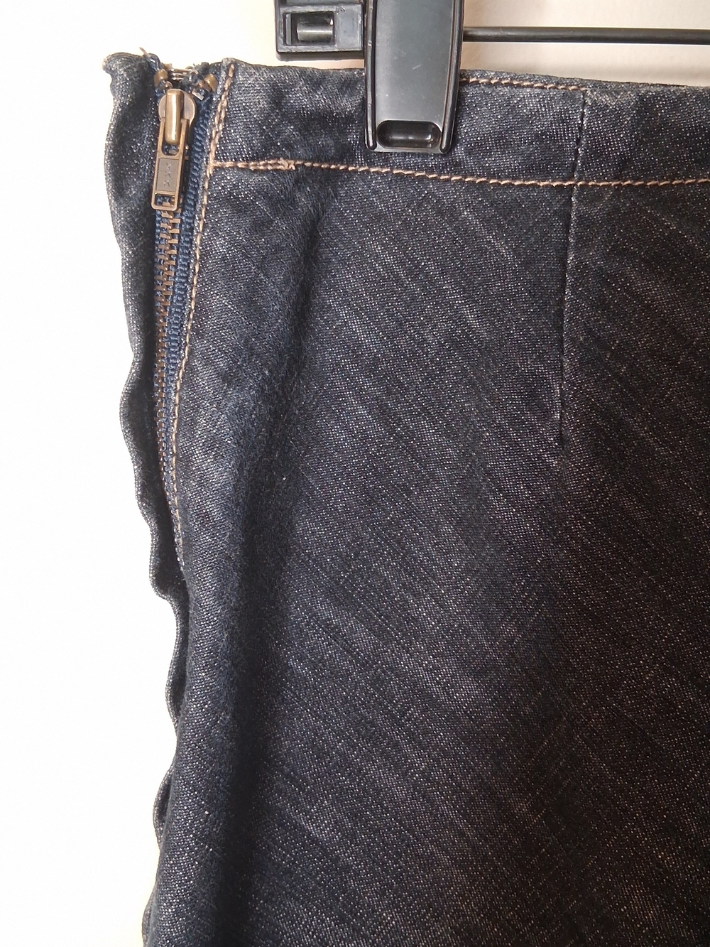 Contrast Y2K Dark Wash Denim Flounce Midi Skirt Size 8 - Picture 5 of 7